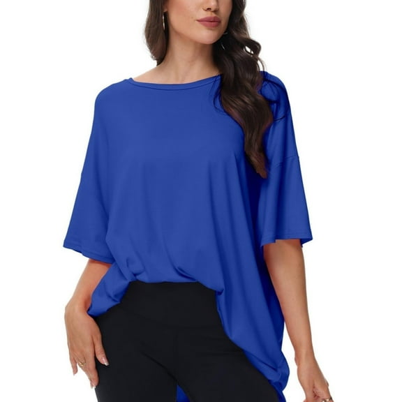 Women's Oversized T Shirts Summer Short Sleeve Loose Fit Casual Crewneck Plain Tops