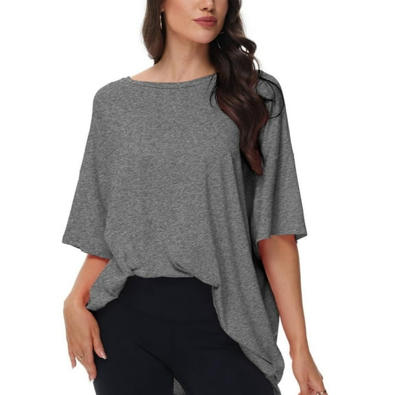 Women's Oversized T Shirts Summer Short Sleeve Loose Fit Casual Crewneck Plain Tops