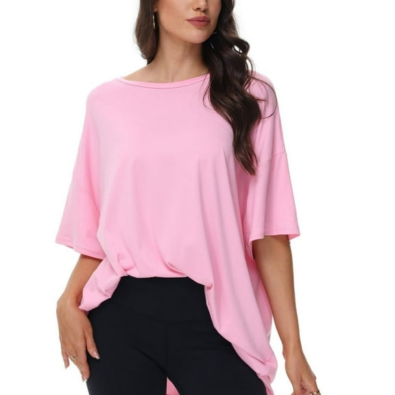 Women's Oversized T Shirts Summer Short Sleeve Loose Fit Casual Crewneck Plain Tops