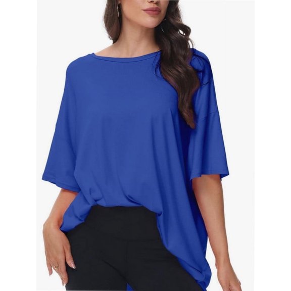 Women's Oversized T Shirts Summer Short Sleeve Loose Fit Casual Crewneck Plain Tops