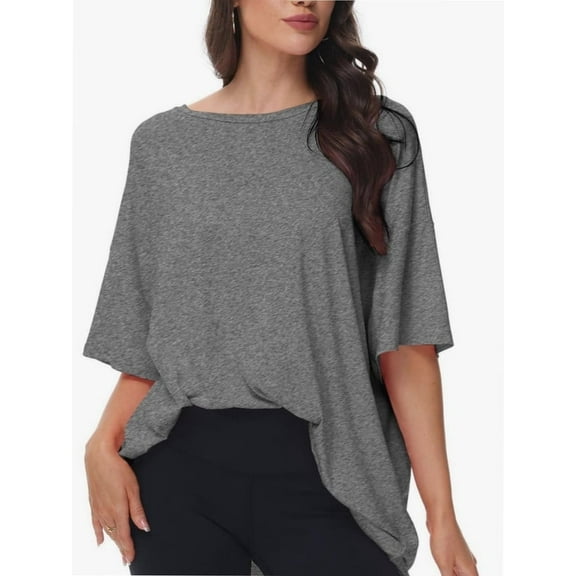 Women's Oversized T Shirts Summer Short Sleeve Loose Fit Casual Crewneck Plain Tops