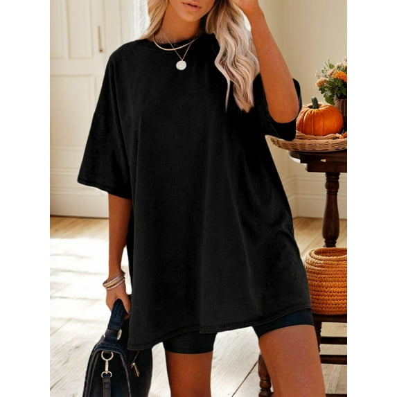Women's Oversized T Shirts Tees Half Sleeve Crew Neck