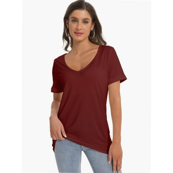 Women's Oversized T Shirts Tees Half Sleeve V Neck
