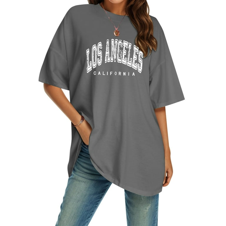 Women's Oversized T Shirts V Neck Striped Tees Summer Half Sleeve