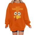 Women's Oversized Thanksgiving Sweatshirt Funny Turkey Face Graphic