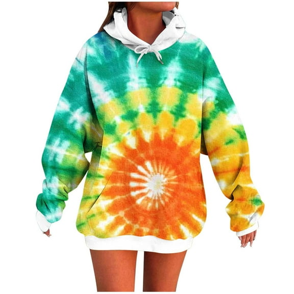 Women's Oversized Tie Dye Hoodies Trendy Casual Pullover Sweatshirt 2025 Fall Winter Loose Tunic Tops with Pocket