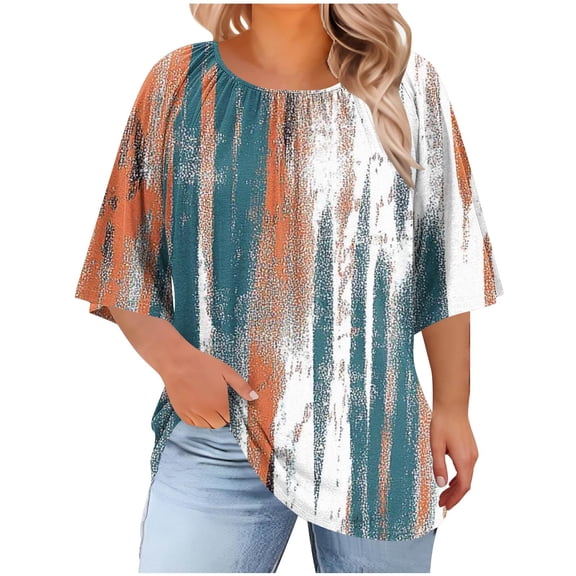 Women's Oversized Tops Short Sleeve Crewneck Shirts Ruched Plus Sized Blouses Graphic Basic Tees Fashion Trendy Outfits Business Casual Tops Summer Shirt for Lady 2026