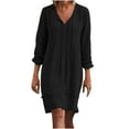 thumbnail image 1 of Women's Oversized Tunic Dress Long Sleeve Midi Dresses Cotton Linen T-Shirt Tops Casual Loose Baggy Tshirt Dress, 1 of 5