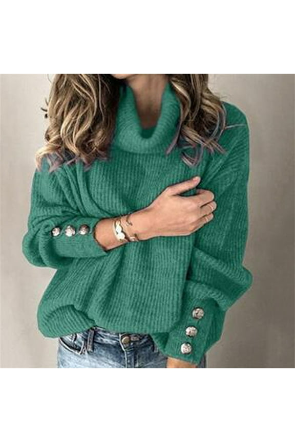 Women's Oversized Turtleneck Pullover Sweaters Cowl Neck Long Sleeve Winter Slouchy Loose Knit Sweaters