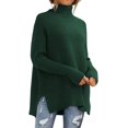 thumbnail image 1 of Women's Oversized Turtleneck Sweater, Cable Knit Long Sleeve Side Slit Casual Tunic Pullover Top, 1 of 3