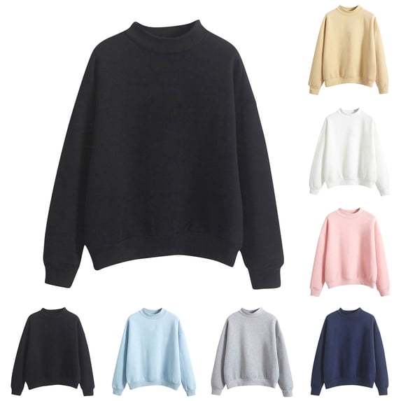 Women's Oversized Turtleneck Sweatshirt Long Sleeve Pullover Casual Tops (Black S)