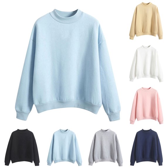 Women's Oversized Turtleneck Sweatshirt Long Sleeve Pullover Casual Tops (Blue XL)