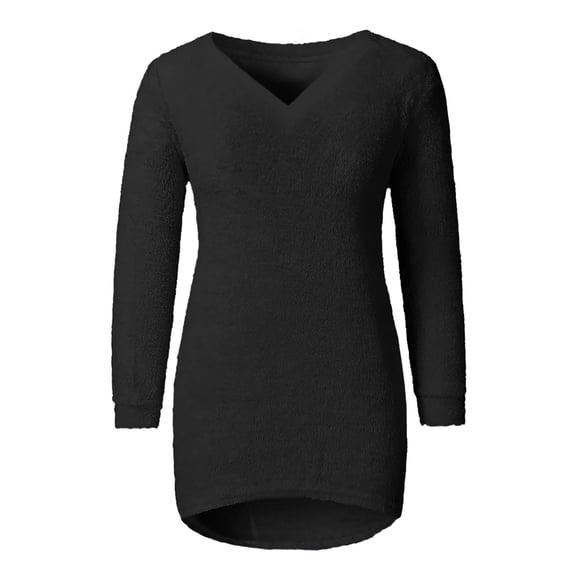 Women's Oversized V-Neck Knit Sweater - Fall Winter Drop Shoulder Long Sleeve Solid Color Comfort Pullover Top For St Patricks Day Outfits,Size:S