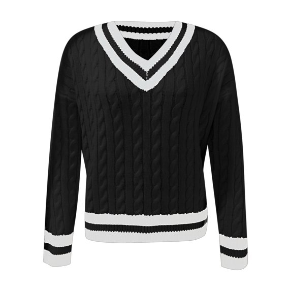 Women's Oversized V-Neck Knit Sweater - Fall Winter Drop Shoulder Long Sleeve Solid Color Comfort Pullover Top For St Patricks Day Outfits,Size:XXL