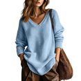 thumbnail image 1 of Women's Oversized V Neck Knit Sweater, Loose Slouchy Long Sleeve Pullover Fall Winter Tops L, 1 of 4