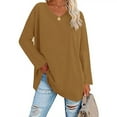 thumbnail image 1 of Women’s Oversized V-Neck Long Sleeve Tunic Top Loose Fit Solid Color Casual Blouse Comfy Pullover Fall Outfits Loose Fit T Shirt, 1 of 2