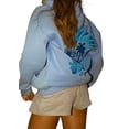 thumbnail image 1 of Womens Oversized Vintage Fleece Floral&Plam Embroidery Hoodie Cute Y2K Pullover Blue, S, 1 of 6