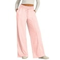 thumbnail image 1 of Women's Oversized Wide Leg Sweatpants - Elastic Drawstring Low Waist - Lightweight Casual Pants with Pockets, 1 of 8