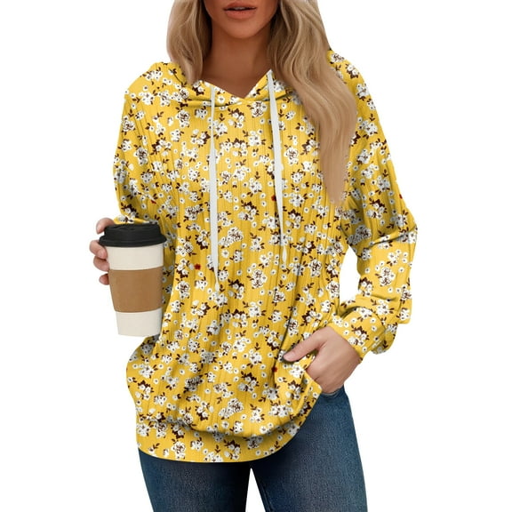 Women's Oversized Winter Cute Retro Geometric Print Thin Hooded Sweatshirt Pullover with No Pocket for Trendy Fall Clothes