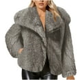 thumbnail image 1 of Women's Oversized Winter Faux Fur Coats Luxury Fuffy Cropped Jackets Long Sleeve Lapel Shaggy Cardigan Outerwear, 1 of 8