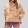 thumbnail image 1 of Women's Oversized Winter Warm Quilted Puffer Jacket Lightweight Insulated Hooded Pullover Style with Large Chest Pockets Long Sleeve Casual Outerwear for Cold Days, 1 of 9
