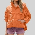 thumbnail image 1 of Women's Oversized Winter Warm Quilted Puffer Jacket Lightweight Insulated Hooded Pullover Style with Large Chest Pockets Long Sleeve Casual Outerwear for Cold Days, 1 of 9
