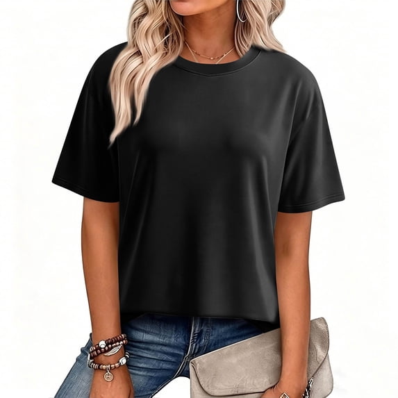 Women's Oversized Workout Cropped T Shirts Crew Neck Short Sleeve Casual Loose Summer Crop Tee Tops,XL