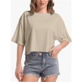 thumbnail image 1 of Women's Oversized Workout Cropped T Shirts Crew Neck Short Sleeve Casual Loose Summer Crop Tee Tops, 1 of 4