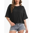 thumbnail image 1 of Women's Oversized Workout Cropped T Shirts Crew Neck Short Sleeve Casual Loose Summer Crop Tee Tops, 1 of 4