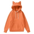 thumbnail image 1 of Women's Oversized Y2K Cute Cat Ear Hooded Sweatshirt, Drop Shoulder Long Sleeve Pullover with Front Pockets, Loose Fit Streetwear Top for Casual Wear, Daily Loungewear and Trendy Fashion Orange XXXL, 1 of 9