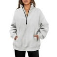 thumbnail image 1 of Women’s Oversized Zip Sweatshirt Loose Fit Long Sleeve Fleece Pullover Hoodie Tops with Pockets Casual Fall Winter Outfits, 1 of 7