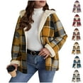 thumbnail image 1 of Women's Oversized Zip Up Hooded Plaid Coat Jacket Long Sleeve Casual Outerwear Tops with Pockets Warm Winter Fashion | CSEONE,Yellow L, 1 of 8