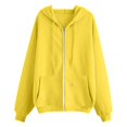 thumbnail image 1 of Women's Oversized Zip Up Hoodie Fleece Vintage Y2K Jacket Long Sleeve Lightweight Casual with Pockets Yellow, 1 of 3
