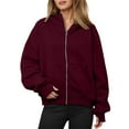 thumbnail image 1 of Women's Oversized Zip Up Hoodie - Plus Size Long Sleeve Sweatshirt with Pockets, Casual Fleece Hooded Jacket for Fall Winter Outfits, 1 of 6