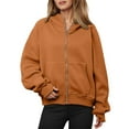 thumbnail image 1 of Women's Oversized Zip Up Hoodie - Plus Size Long Sleeve Sweatshirt with Pockets, Casual Fleece Hooded Jacket for Fall Winter Outfits, 1 of 6