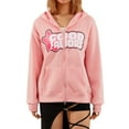 thumbnail image 1 of Women 's Oversized Zip Up Sweatshirt Cross Rhinestone Jackets Y2K Long Sleeve Printed Hoodies Streetwear, 1 of 6