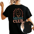 thumbnail image 1 of Women's Overstimulated Moms Club Drippy Smiley Graphic T Shirt Funny Mom Life Print Casual Short Sleeve Round Neck Top Black S-5XL, 1 of 5