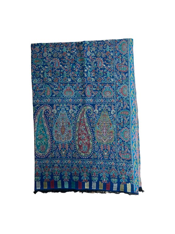 Women's Oxford Blue and Sea Green Modal scarves with Elegant Floral Weaving Summer Spring Accessory Perfect for Outdoor Events Casual Events