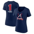 thumbnail image 1 of Women's Ozzie Albies Navy Atlanta Braves Fastball Player Name & Number V-Neck T-Shirt, 1 of 3