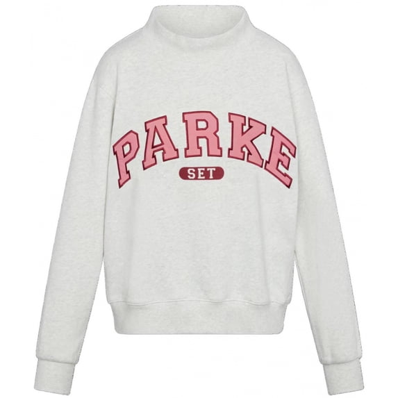 Women's PARKE Loose-Fit Casual Pullover with Letter Appliqué Embroidery