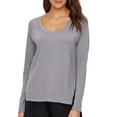 thumbnail image 1 of Women's PJ Harlow FRANKIE Rib Long Sleeve V-Neck with Side Slits (Dark Silver M), 1 of 7