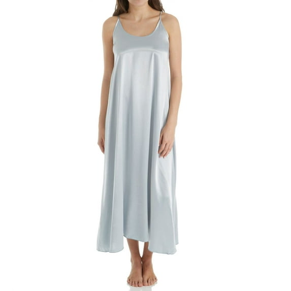 Women's PJ Harlow Monrow Satin Long Nightgown With Gathered Back (Morning Blue M)