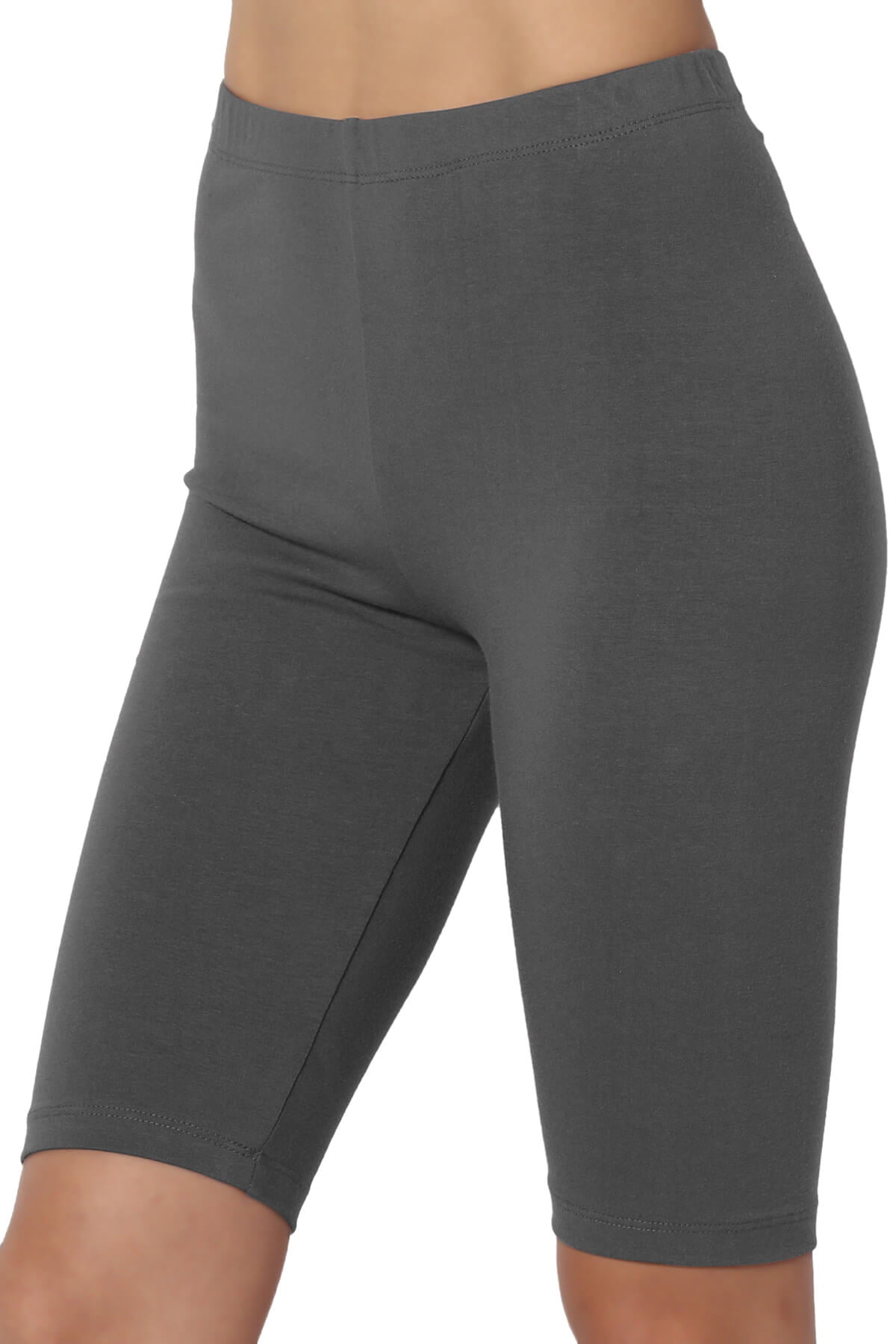 Women's PLUS Basic Stretch Cotton Span High Waist Above Knee Bermuda Short  Leggings 