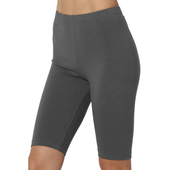 Women's PLUS Basic Stretch Cotton Span High Waist Above Knee Bermuda Short Leggings