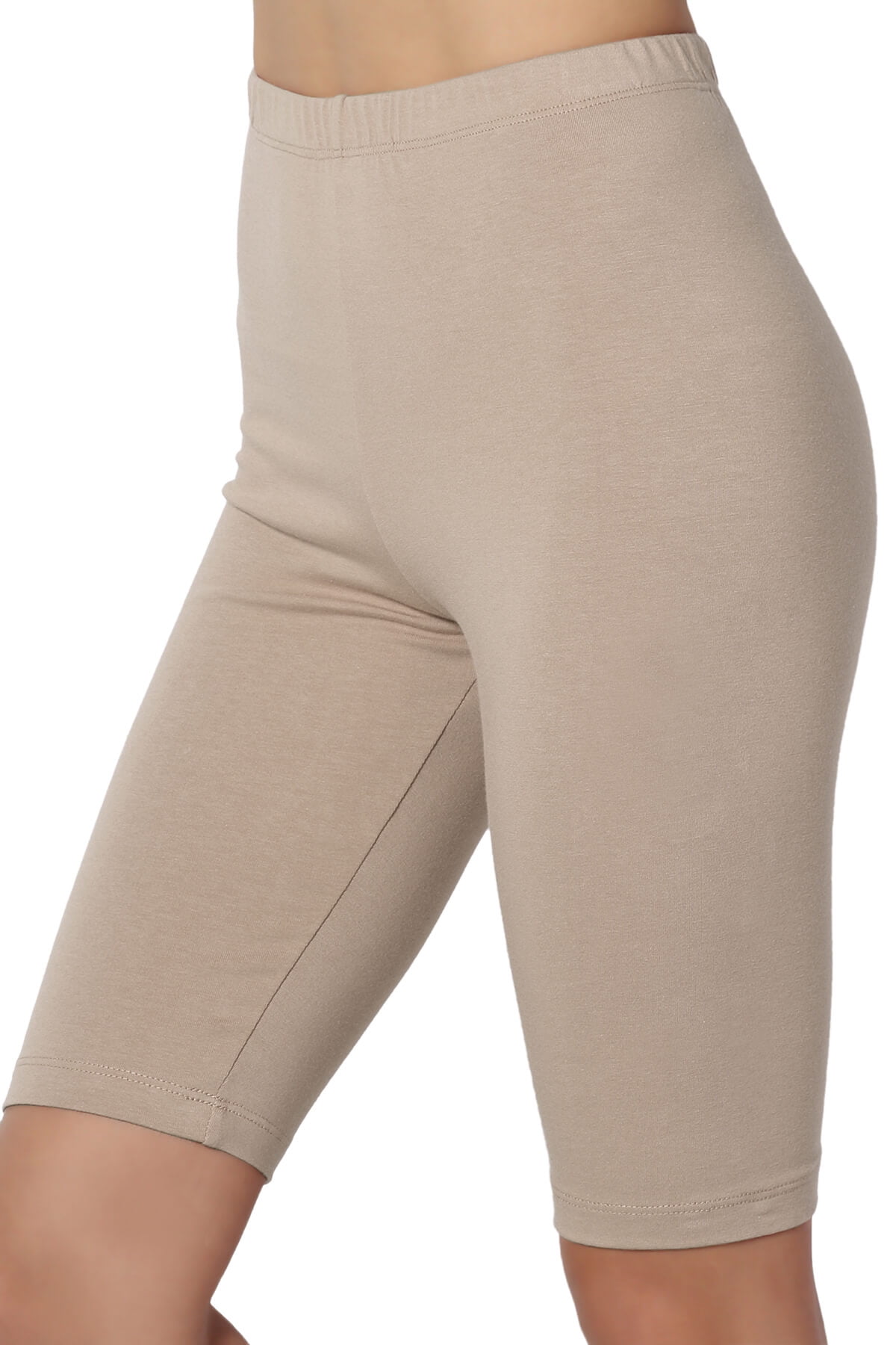Women\'s PLUS Basic Stretch Cotton Span High Waist Above Knee Bermuda Short  Leggings