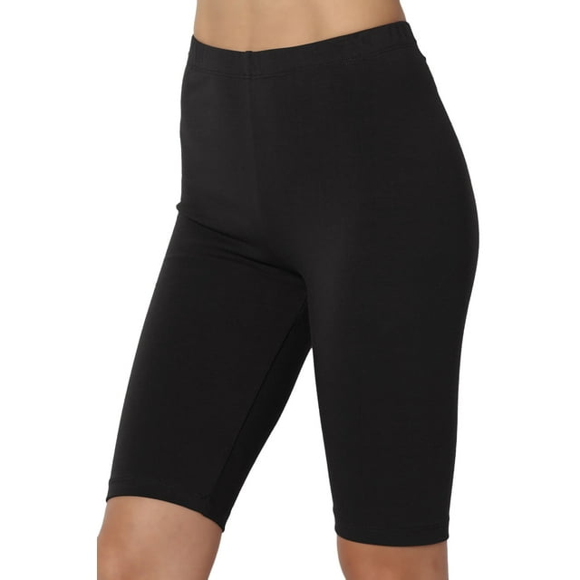 Women's PLUS Basic Stretch Cotton Span High Waist Above Knee Bermuda