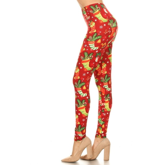 Women's PLUS Christmas Socks Holiday Gift Pattern Printed Leggings