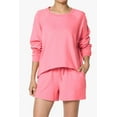 thumbnail image 1 of Women's Cotton Terry Long Sleeve Oversized Top & Drawstring Shorts SET, 1 of 11
