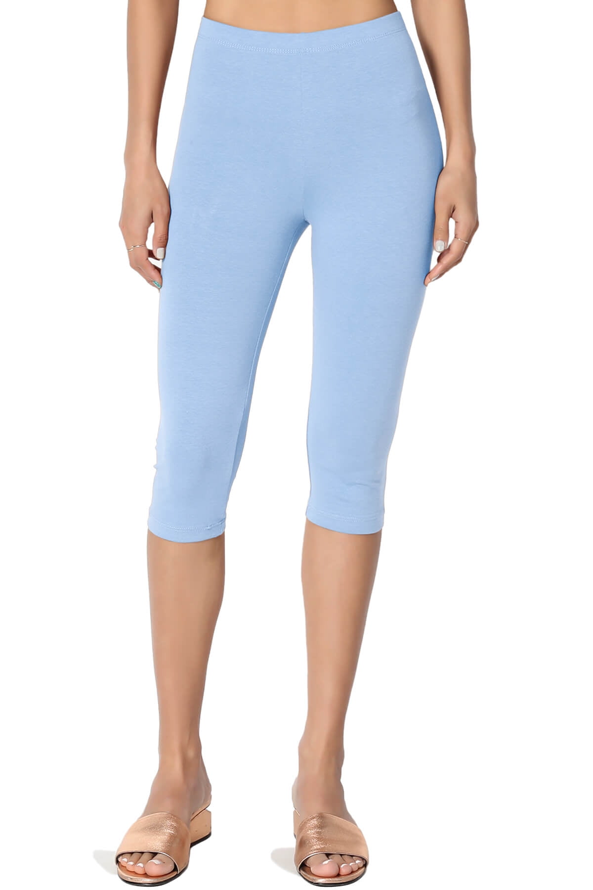 Women's PLUS Essential Basic Cotton Spandex Stretch Below Knee Length Capri  Leggings