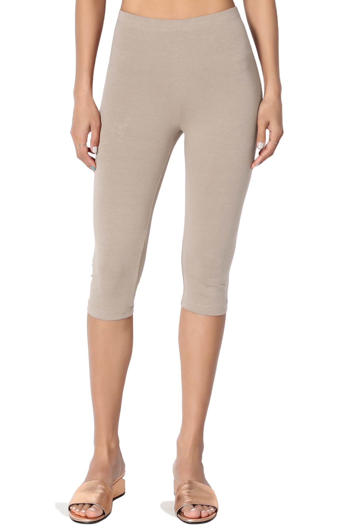 Women's PLUS Essential Basic Cotton Spandex Stretch Below Knee Length Capri  Leggings 